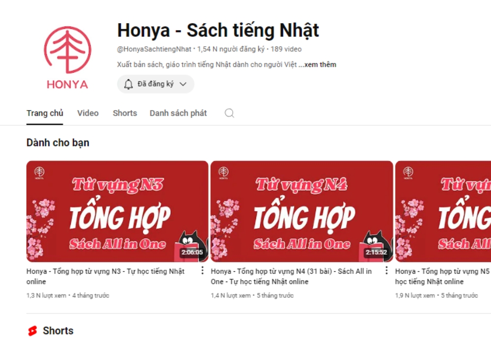 Kênh Youtube Honya - Sách tiếng Nhật hỗ trợ luyện nghe tiếng Nhật hiệu quả