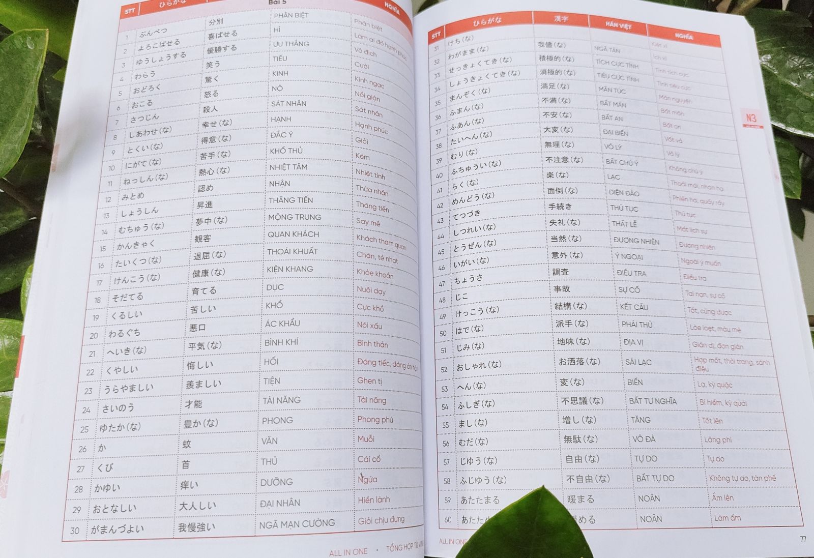 TỔNG HỢP TỪ VỰNG TIẾNG NHẬT N5 - N1